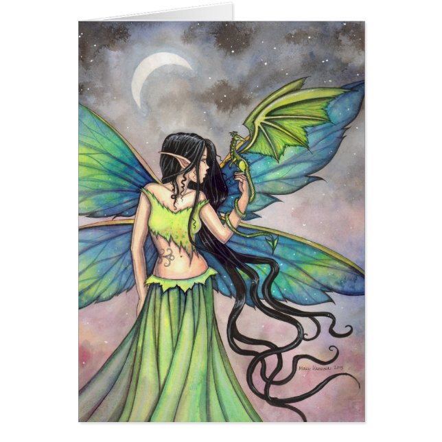 Emerald Dragon Fantasy Fairy Art (Front)