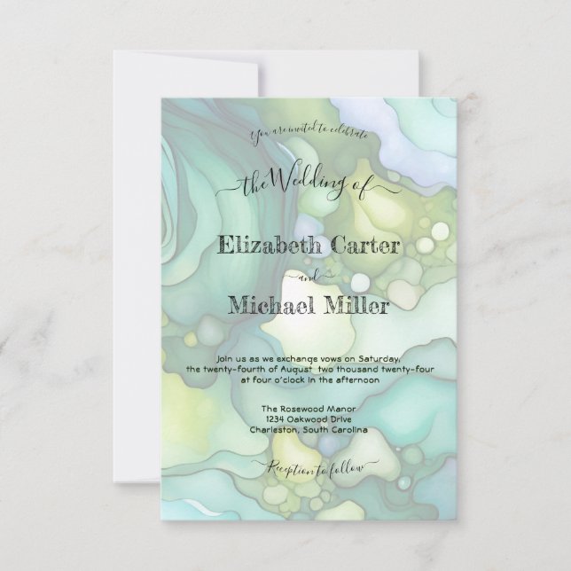 Emerald Dream: Modern Wedding Elegance Minimalism Invitation (Front)