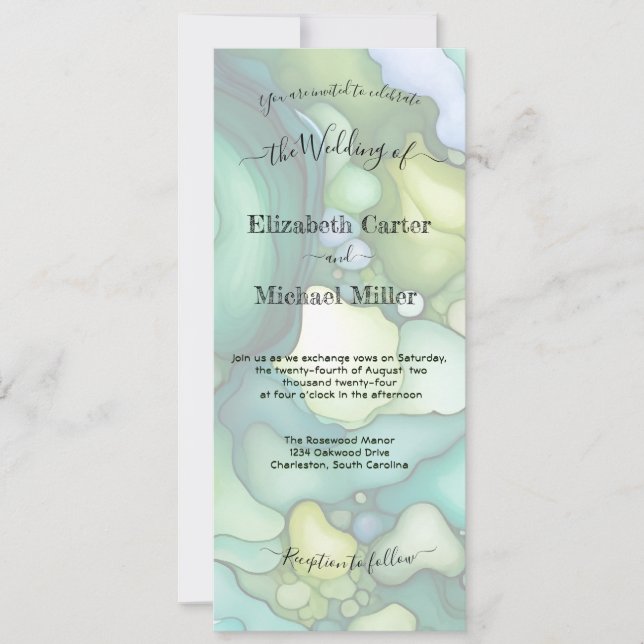 Emerald Dream: Modern Wedding Elegance Minimalism Invitation (Front)