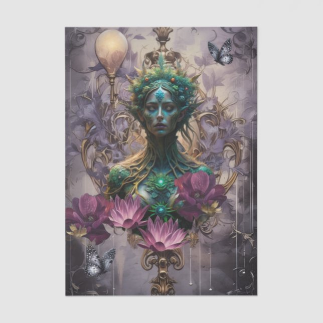 Emerald Dreams Fantasy Forest Queen Decoupage Tissue Paper (Front)