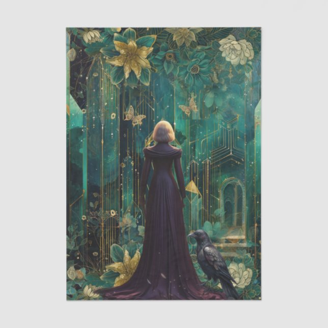 Emerald Dreams Fantasy Forest Queen Decoupage Tissue Paper (Front)
