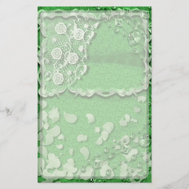 Emerald Dreams Junk Journal Style Trompe L'oeil Stationery (Front)