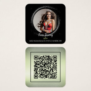 Emerald Dust QR Code Photo Profile Card