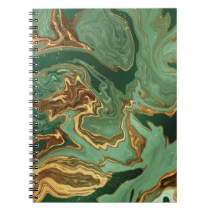 Emerald Elegance: Gold Marble Luxury Notebook