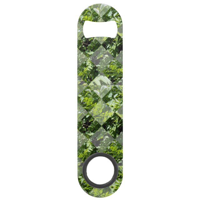 Emerald Elegance: Green Leaves in Diamond Cut, (Front)