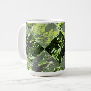 Emerald Elegance: Green Leaves in Diamond Cut, Coffee Mug