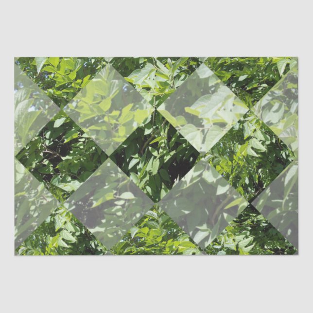 Emerald Elegance: Green Leaves in Diamond Cut, Tissue Paper (Front)