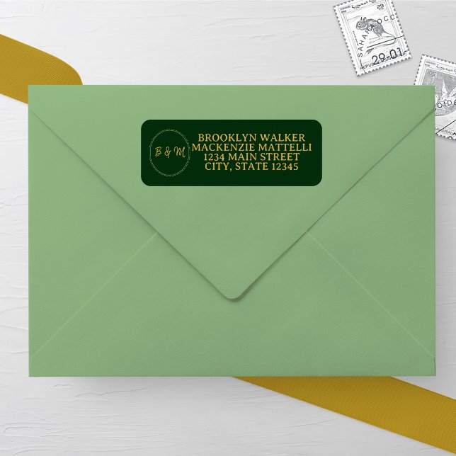 Emerald Elegance Wedding Return Address Label (Creator Uploaded)