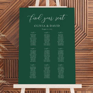 Emerald Elegant Script 9 table Seating Chart