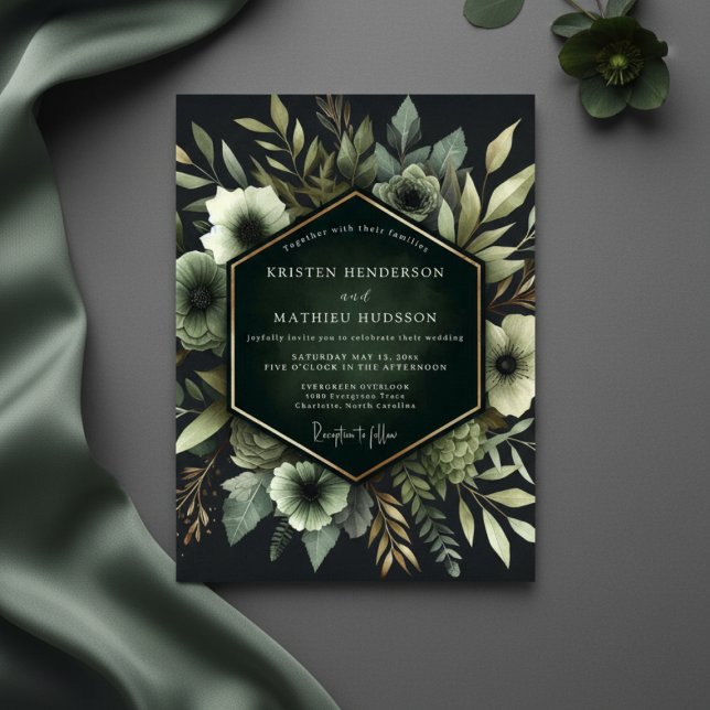 Emerald Ethereal Bloom Wedding Invitation (Creator Uploaded)