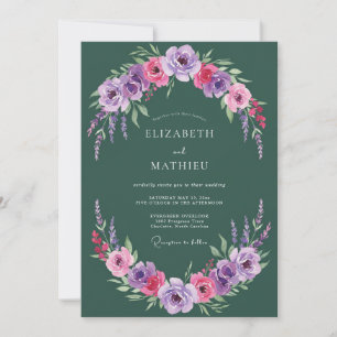 Emerald Ethereal Floral Garland Wedding Invitation