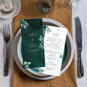 Emerald Eucalyptus Script Font Wedding Programme
