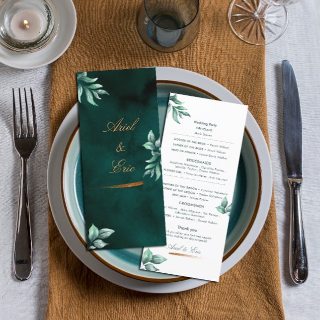 Emerald Eucalyptus Script Font Wedding Programme (Creator Uploaded)
