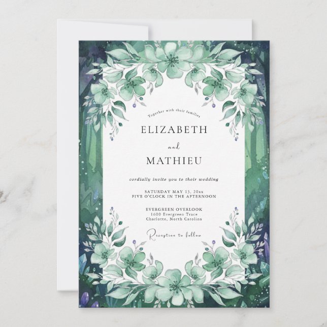 Emerald Eucalyptus Wedding Invitation (Front)
