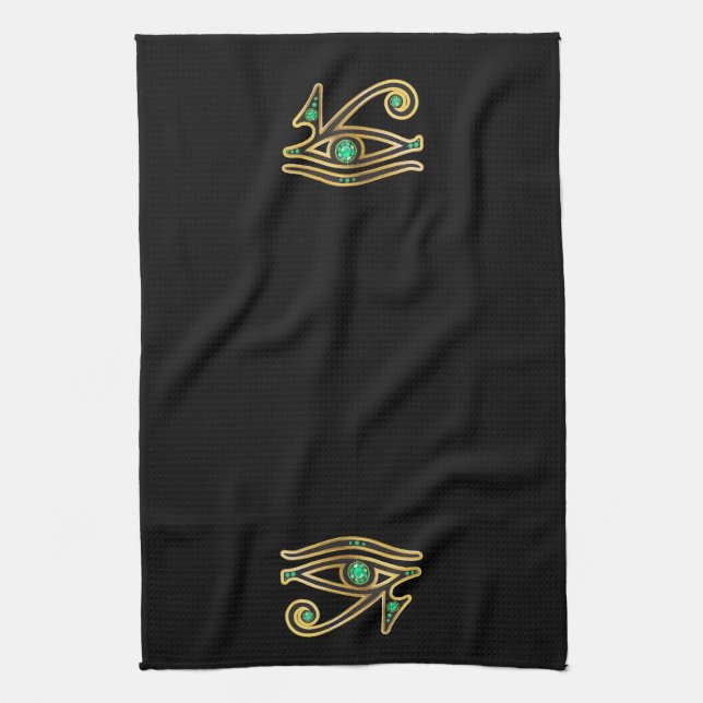 Emerald Eye of Ra in Gold Kitchen Towel (Vertical)