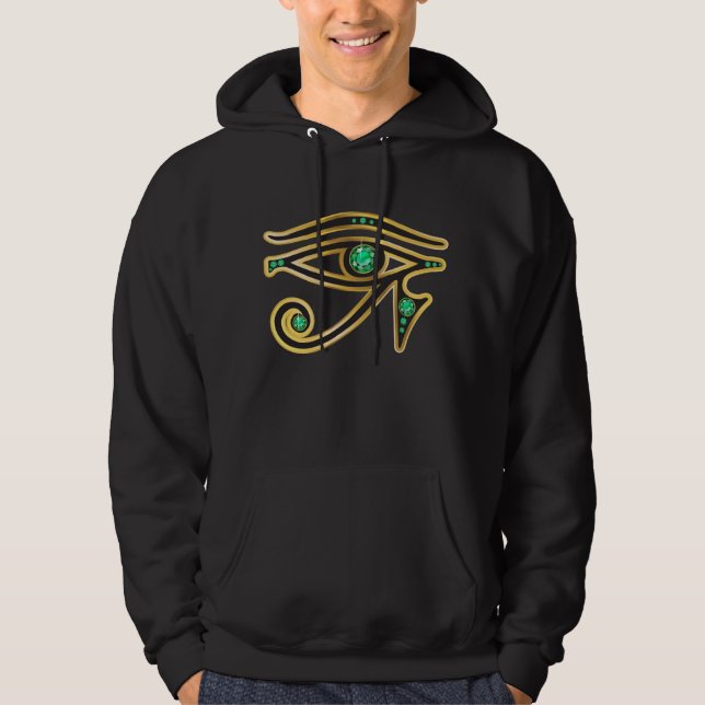 Emerald Eye of Ra in Gold Mens Hooded Sweatshirt (Front)
