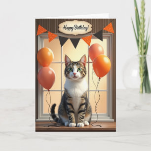 Emerald Eyed Cat Birthday Card
