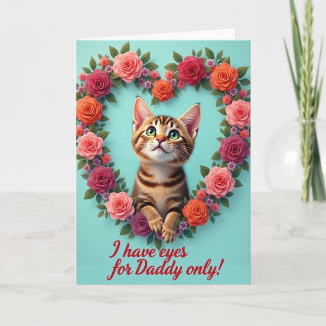 Emerald Eyed Kitten Fathers Day Card (Front)