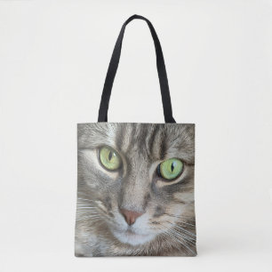 Emerald Eyes – Portrait of a Green-Eyed Cat Tote Bag