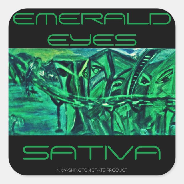 EMERALD EYES SATIVA SQUARE STICKER (Front)