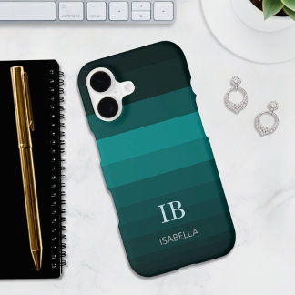 Emerald Fade Gradient Color Stripes with Monogram