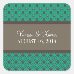 Emerald Fancy Lattice Wedding Stickers