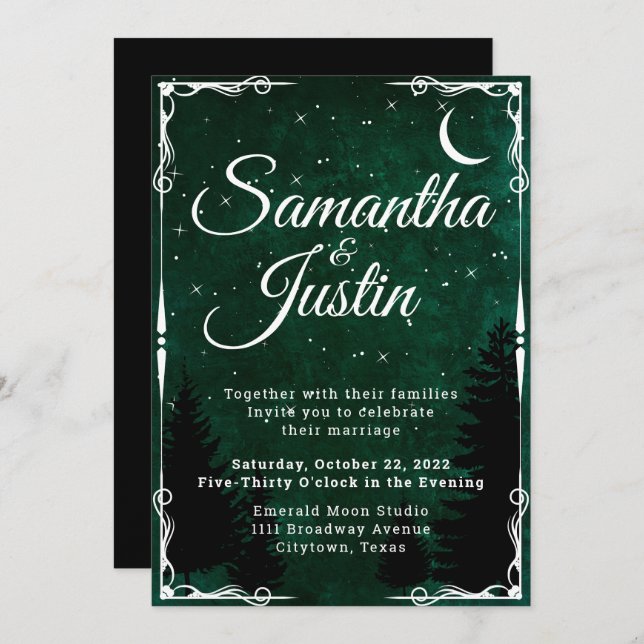 Emerald Fantasy Forest Wedding Invitation (Front/Back)
