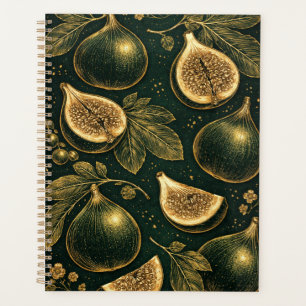 Emerald Fig Planner Cover Gold Botanical Accents 