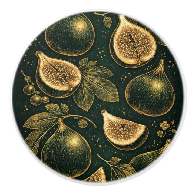 Emerald Fig Planner Gold Botanical Accents Knob (Front)