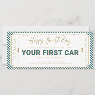 Emerald First Car Birthday Gift Voucher Card