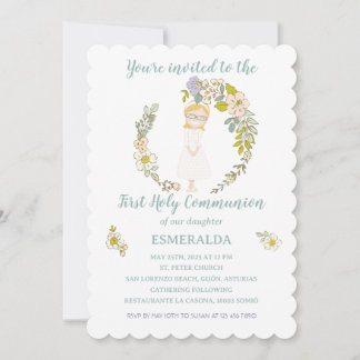 Emerald First Communion Invitation