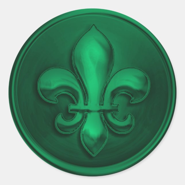 Emerald Fleur de Lis Envelope Seal Embossed Look (Front)