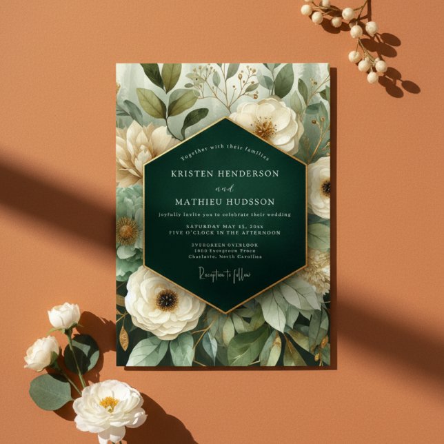 Emerald Floral Elegance Wedding Invitation (Creator Uploaded)