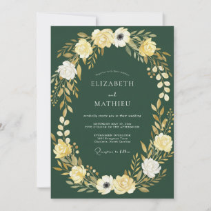 Emerald Floral Garland Wedding Invitation