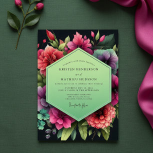 Emerald Floral Opulent Wedding Invitation