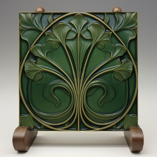 Emerald Flourish: Art Nouveau Inspired Tile