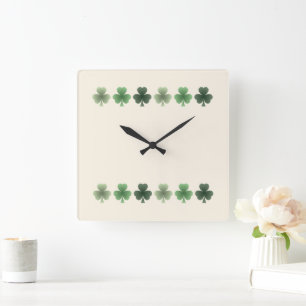 Emerald Flourish  Square Wall Clock