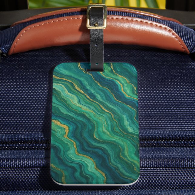 Emerald Flow Marble Texture Luggage Tag (Front Insitu 2)