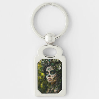 Emerald Forest Calavera – Green Botanical Key Ring