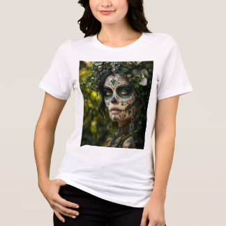 Emerald Forest Calavera – Green Botanical Tri-Blend Shirt