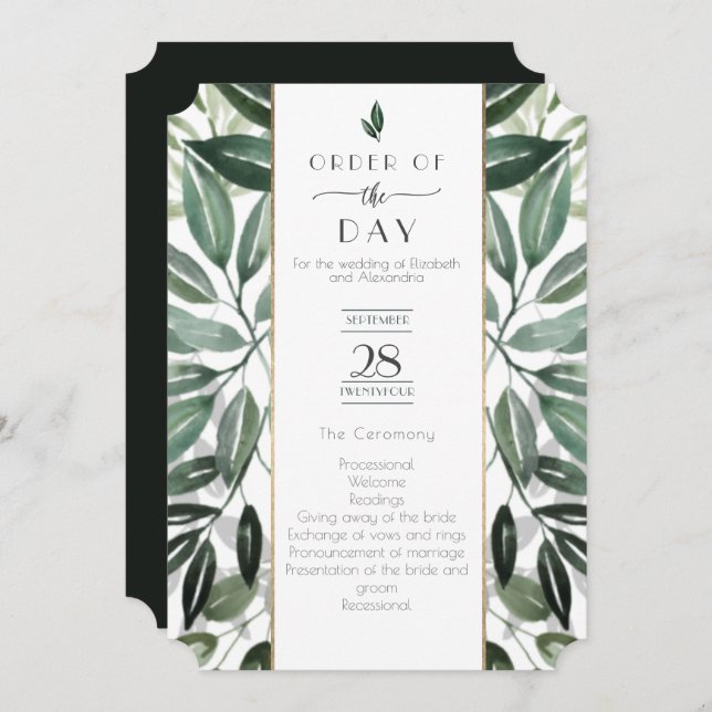 Emerald Forest Gilded Frame Order of service Invitation (Front/Back)
