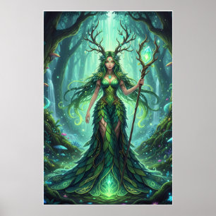 Emerald Forest Goddess – Enchanted Nature Queen Poster