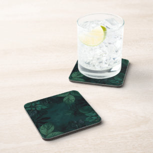 Emerald Forest Mood – Deep Green Botanical Design Coaster