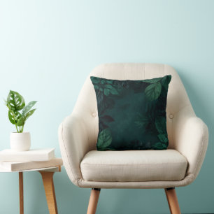 Emerald Forest Mood – Deep Green Botanical Design Cushion