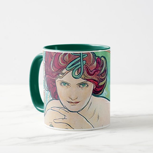 Emerald (Four Jewels), Alphonse Mucha Mug (Front Left)