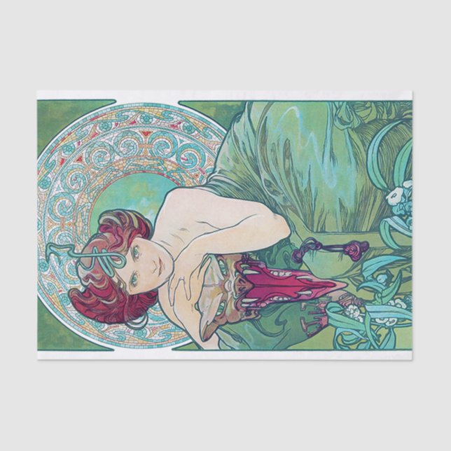 Emerald (Four Jewels), Alphonse Mucha Tissue Paper (Front)