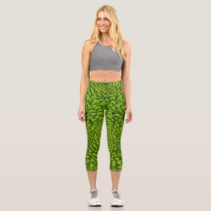 Emerald Fractal Bloom Capri Leggings