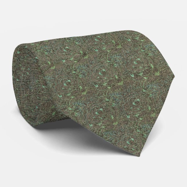 Emerald Garden Tie – Textured Floral (Rolled)