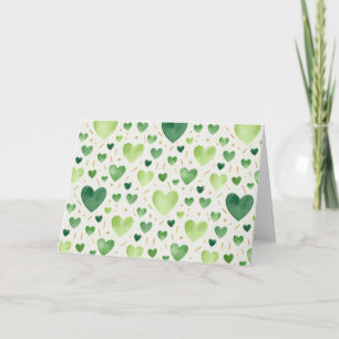 Emerald Garden Watercolor Hearts Card