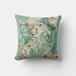 Emerald Gaze Lioness – Tropical Jungle Elegance Cushion